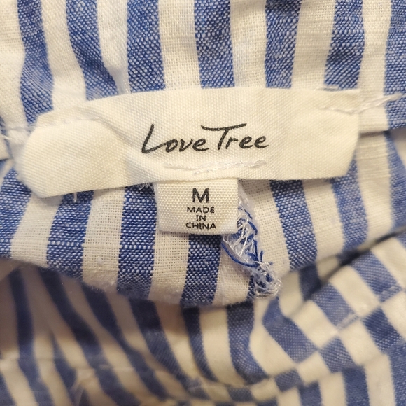 Love Tree Womens Shorts Size Medium Blue White Striped Tie Waist Paperbag Shorts - Picture 4 of 4